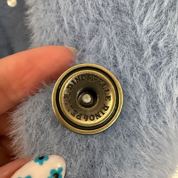 RINO & PELLE Bubbly Short Knitted Jacket In Light Blue Fuzzy Sweater Medium - Picture 7 of 11